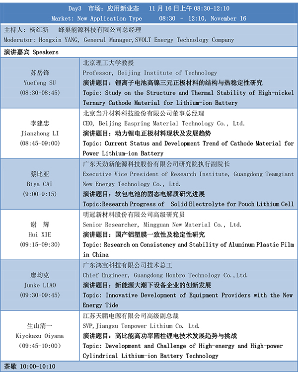 第四屆動力電池應用國際峰會(CBIS2019)議程